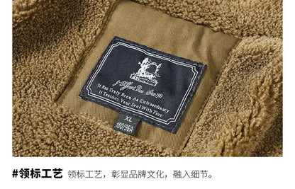 Autumn and Winter Moto Riding Jacket  Velvet Cotton Coat Thickened and Warm Loose Lapel Pure Cotton Work Jacket Casual Sherpa