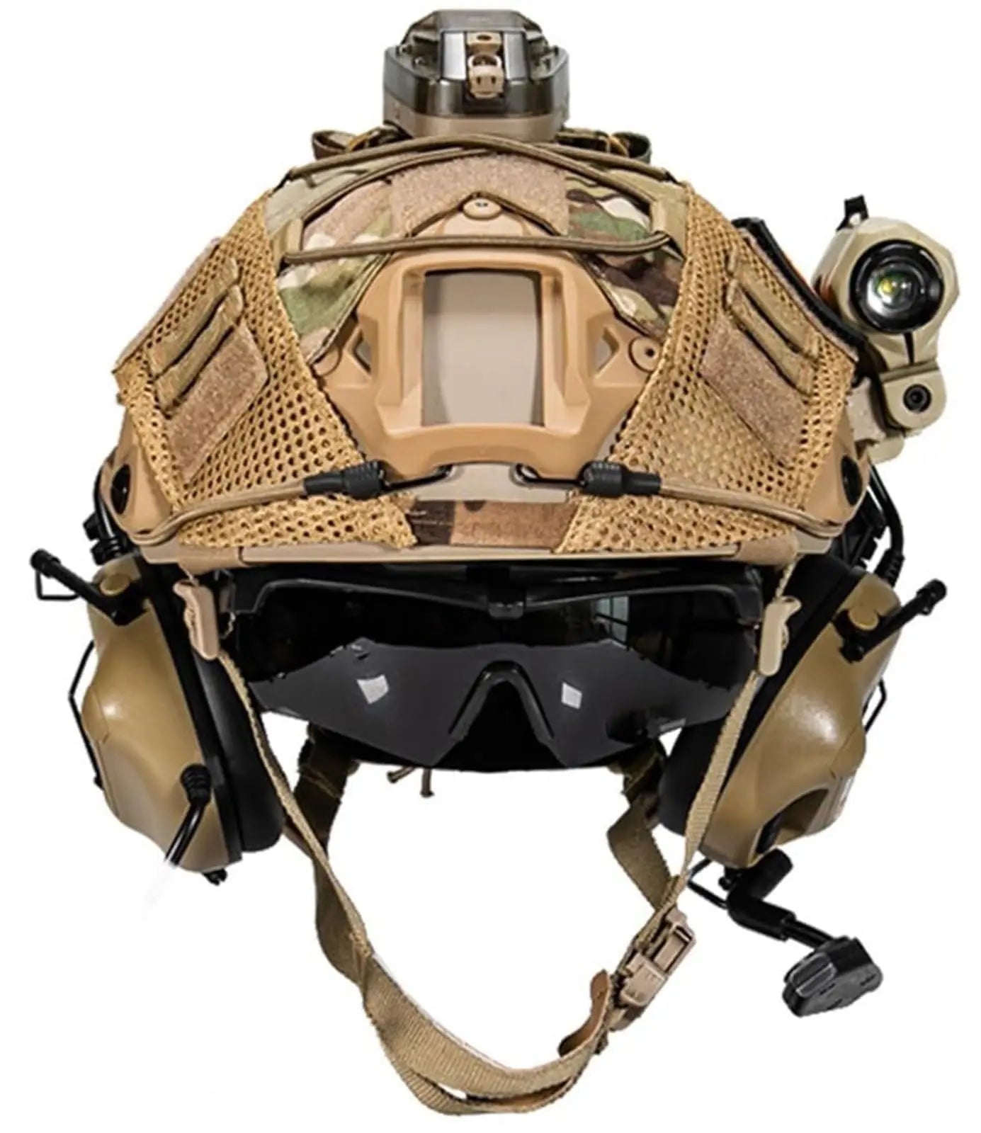 Fast Tactical Helmet Set with HD Headset and Goggles Helmet Cover for Outdoor CS Games Airgun Paintball Shooting Role Playing