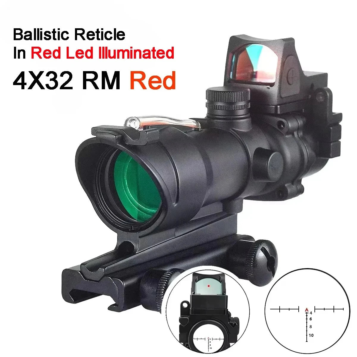 4x32 Combat Prism Scope with Fiber Optic Reticle