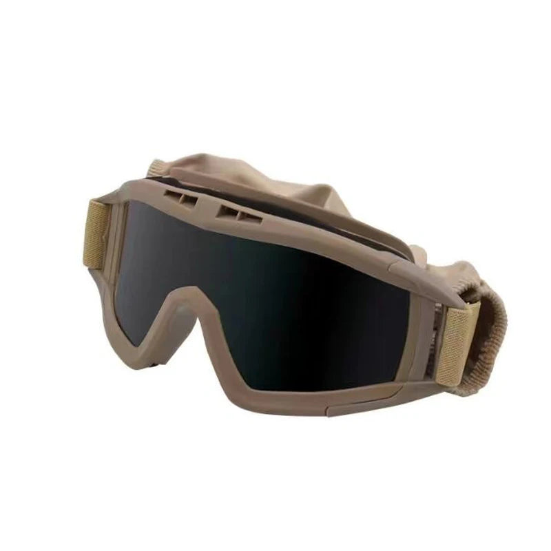 Outdoor motorcycle mountaineering sports glasses CS goggles tactical goggles 3 lens windproof and dustproof shooting off-road