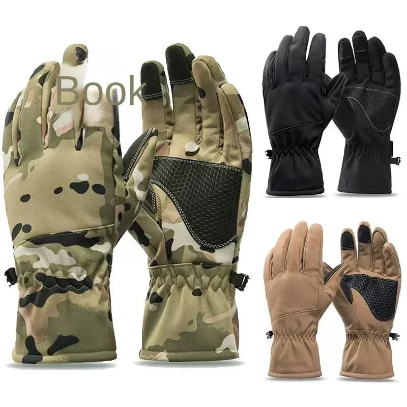 Winter Outdoor Skiing Training Non-slip Windproof Waterproof Cycling Men's and Women's Camouflage Plus Fleece Warm Thick Touch