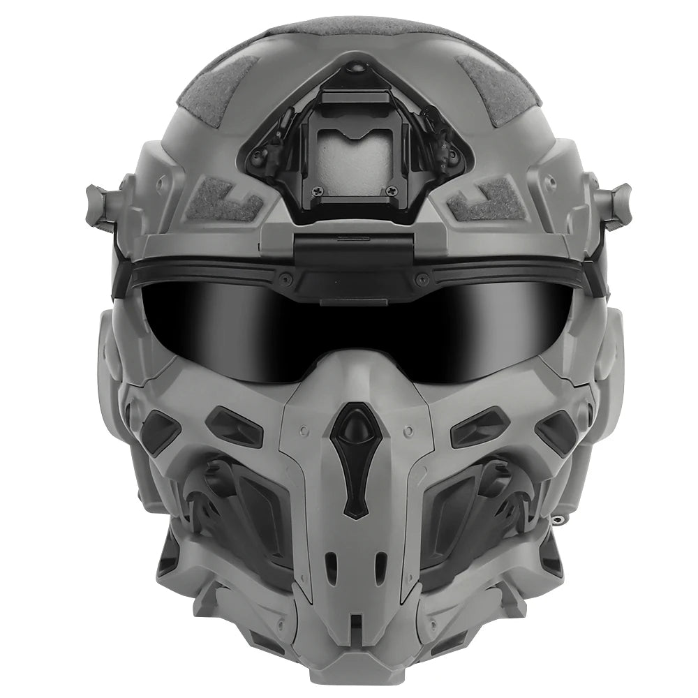 Tactical Assault Helmet Protective Mask Integrated Modular Helmet Built-in Headset Anti-fog Fan Reversible Goggle Airsoft Helmet