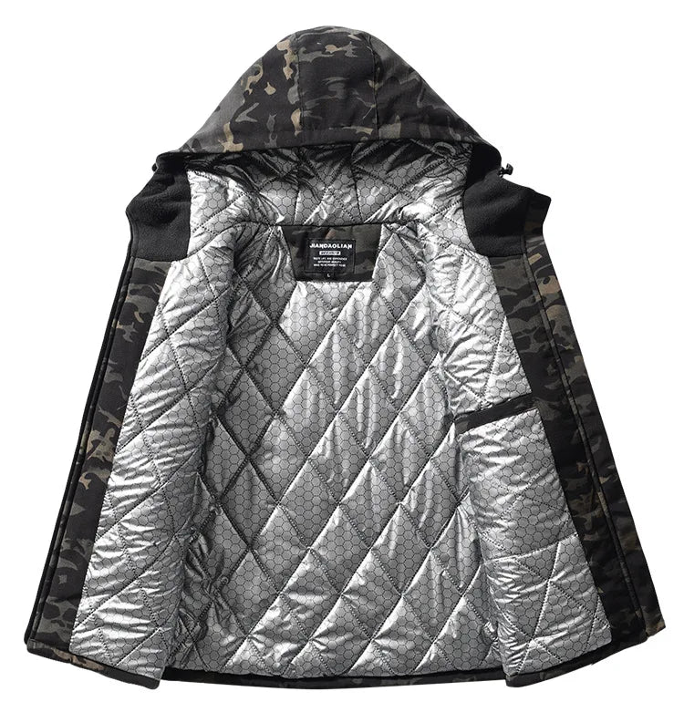 Winter Men's Tactical Camouflage Cotton-Padded Jacket Warm Windproof Military Parka Rip-Resistant Outdoor Combat Coat Hunting