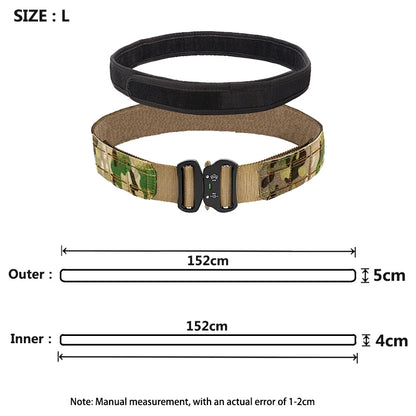 2 Inch Tactical Belt Molle Combat Battle Belt Double Layer Metal Buckle Fighter Belts combat belt quick molle battle belt