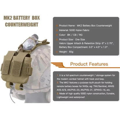 Battery Pouch Tactical Helmet MK1 Counterweight Pouch Helmet NVG Battery Pack Balance Weight Bag Helmets Accessories
