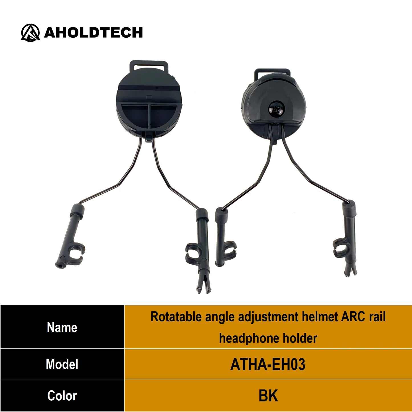 AHOLDTECH Tactical Fast MICH Helmet ARC Rail holder 360-degree rotation adjustment headphone bracket For COMTAC I II Headset