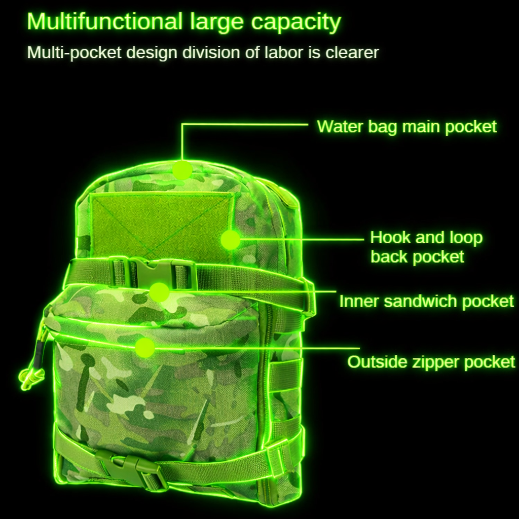 Tactical Vest Backpack - 1000D Nylon MOLLE System