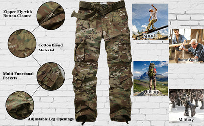 ARARMY Outdoor Multi-Pocket Men Cargo Pants Long Fit Tactical Ripstop Camouflage Men Cargo Pants With Pockets for Work SlimKhaki